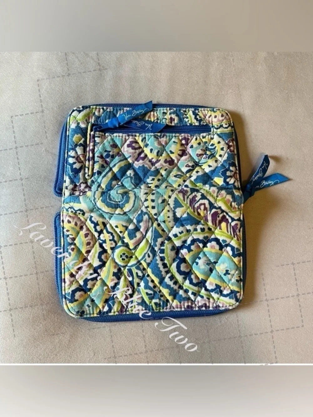 VERA BRADLEY Capri Blue Zip Around Wallet Long Purple White Paisley Travel